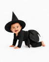 Baby Black Witch Halloween Costume witch hat made from matching deadstock fabric