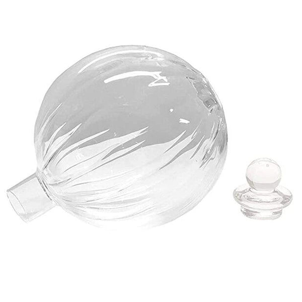 Clear glass funnel and its components on a white background