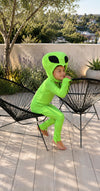Cosmic Green Alien Costume accessories including boot covers and wrist guards