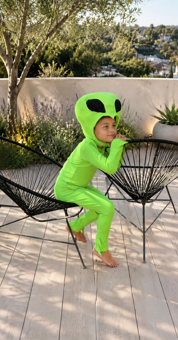 Cosmic Green Alien Costume accessories including boot covers and wrist guards