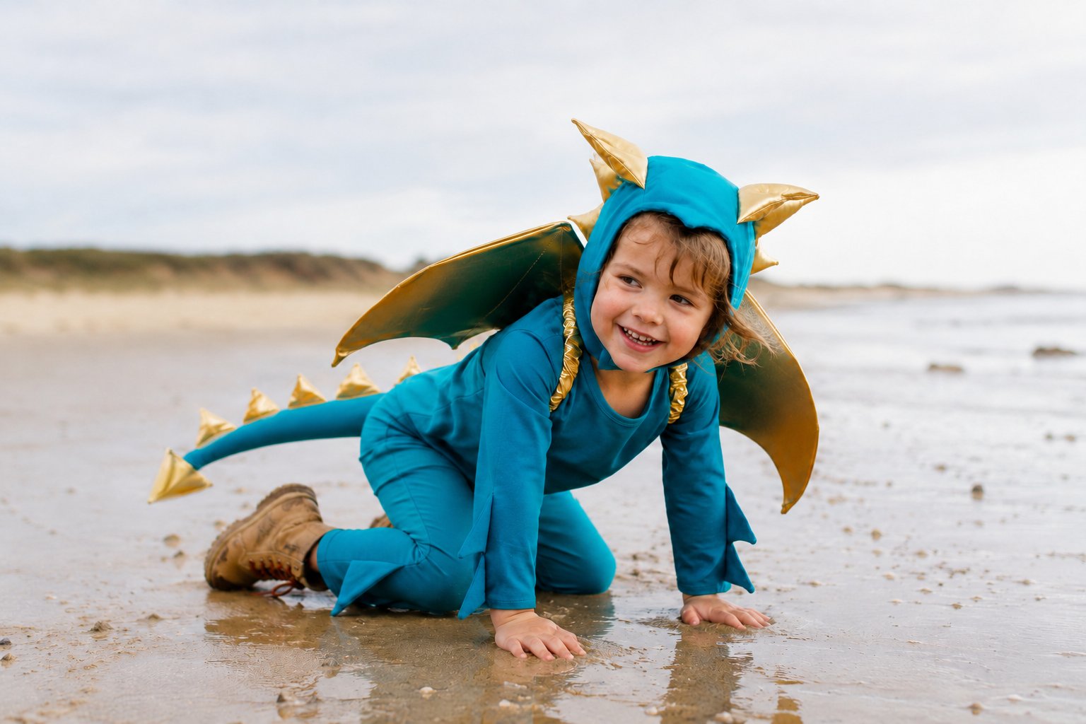 Jade Blue and Gold Dragon Costume worn during playtime