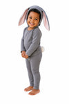 Baby Grey Bunny Halloween Costume bonnet with lop ears and snap closure