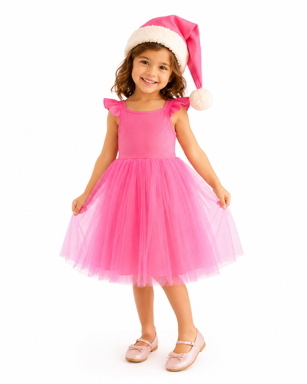 Pink Elf Holiday Dress & Hat Set – Sustainable Baby & Kids Christmas Costume