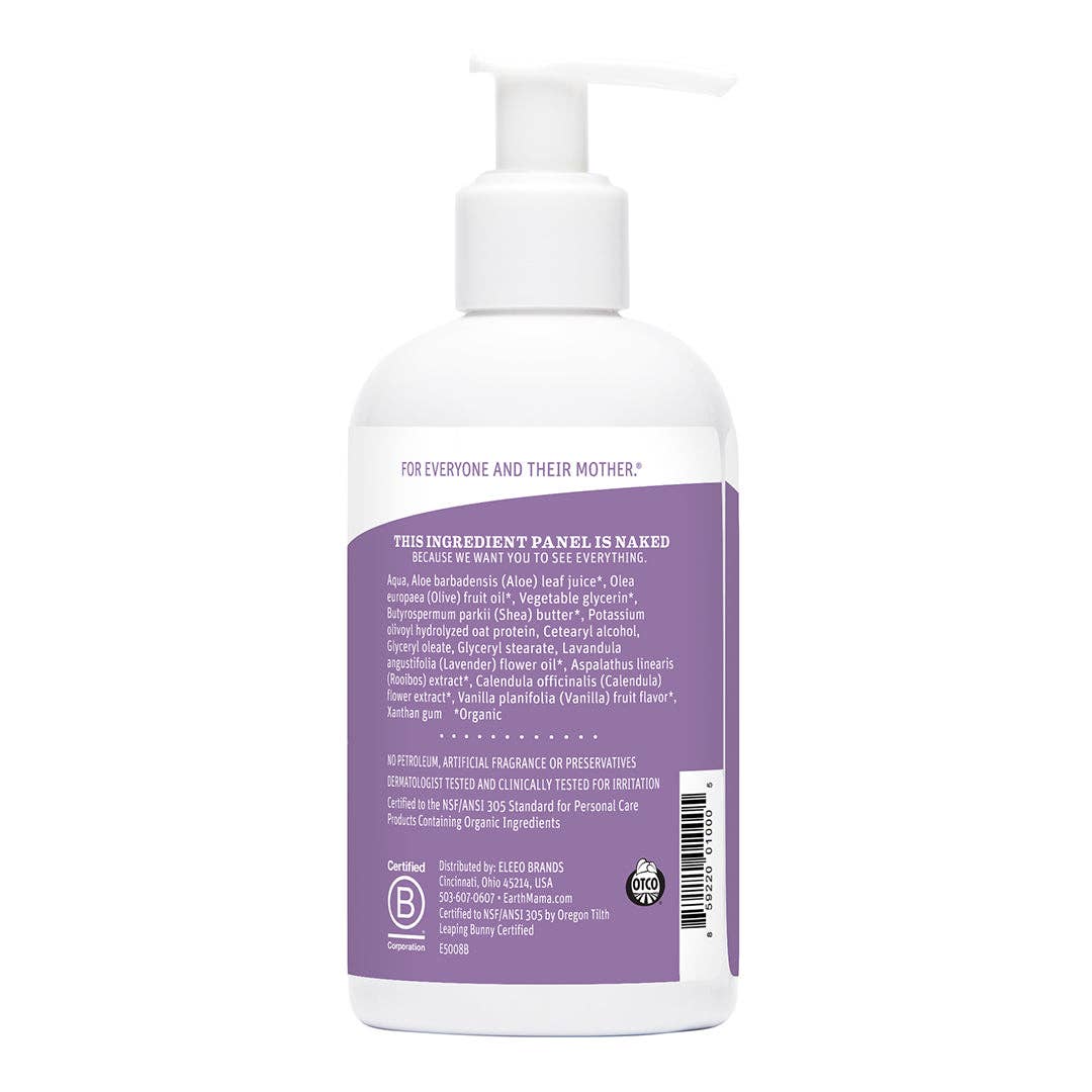 Earth Mama Calming Lavender Baby Lotion styled as a baby shower gift for newborn skincare routine