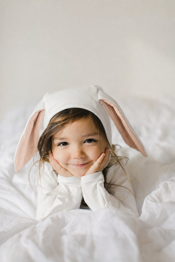 Ivory Bunny Costume – Organic Cotton Baby & Kids Dress-Up Set with Bonnet & Tail