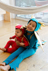 Jade Blue and Gold Dragon Costume Pajamas for Baby & Kids
