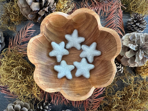 Set of five Morning Blue felted wool stars by House of Moss