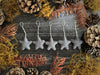Set of five Raincloud Blue needle-felted wool star ornaments