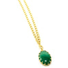 Vintage Crystal Stone Necklace with green pendant on brass-plated recycled metal chain, handcrafted by women artisans in India for Fair Anita