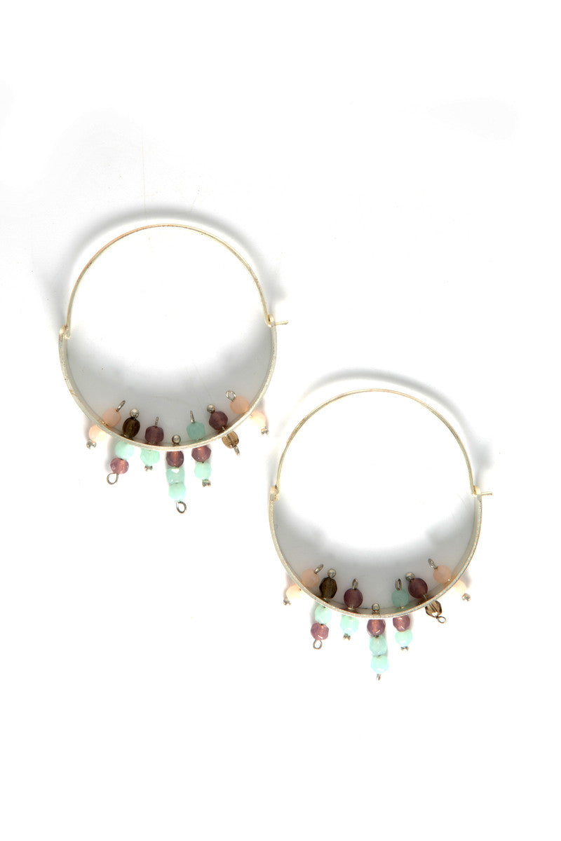 Rainfall Hoops – Recycled Brass & Glass Bead Hoop Earrings