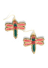 Fair Anita dragonfly beaded earrings detail shot showing intricate handmade beadwork