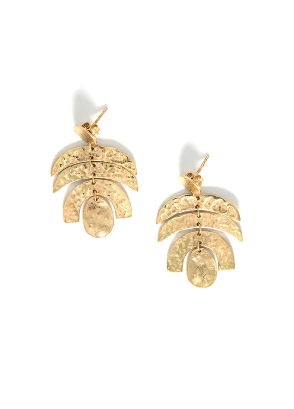 Wonder Hammered Brass Drop Earrings in recycled gold-tone brass, ethically made in India