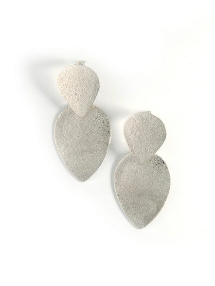 Close-up detail of Glitz Silver Teardrop Earrings showing silver-plate finish and nickel-free hook