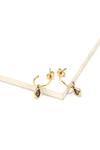 Luxe Brass Pendant Hoops with smokey quartz semi-precious stone, handcrafted from recycled brass by women artisans in India