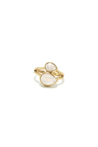 Moonstone Warrior Adjustable Brass Ring by Fair Anita — sustainable, nickel-free, handcrafted gift for women