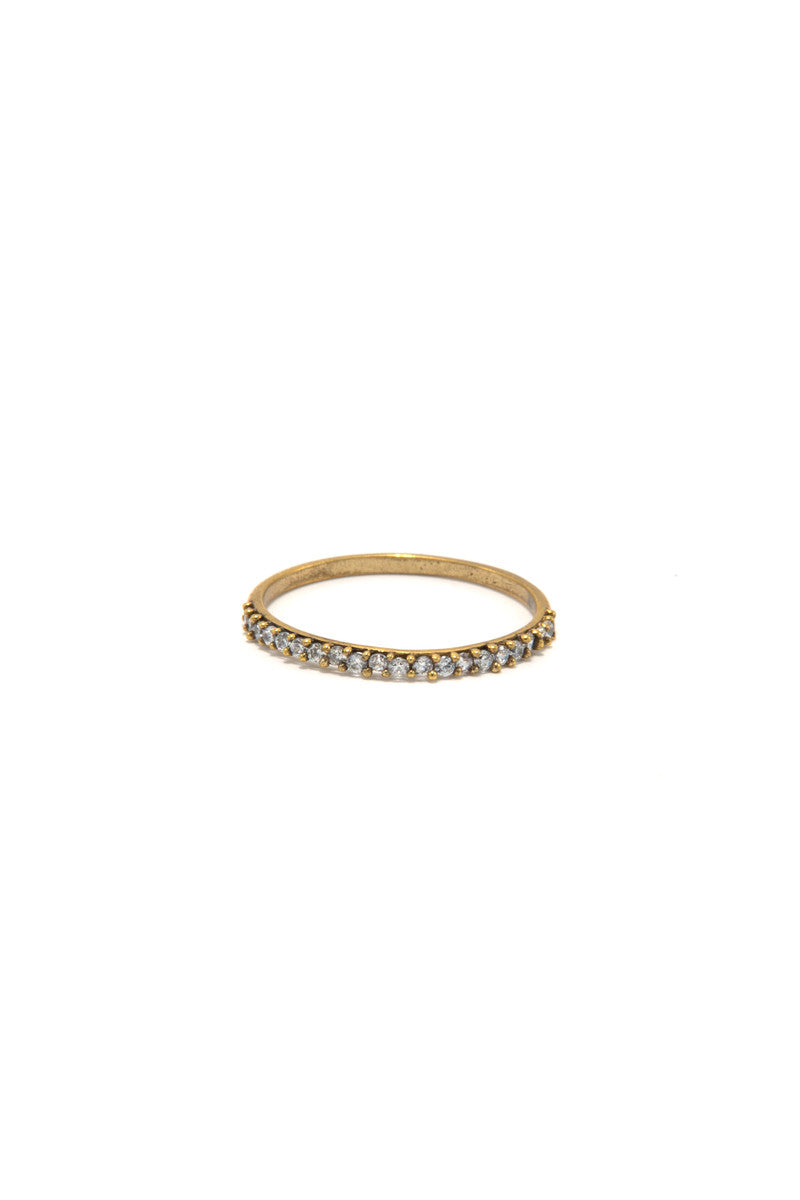 Delicate Glitz recycled brass ring with cubic zirconia stone by Fair Anita