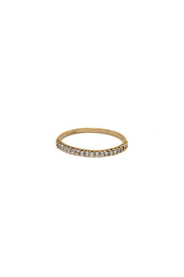 Delicate Glitz recycled brass ring with cubic zirconia stone by Fair Anita