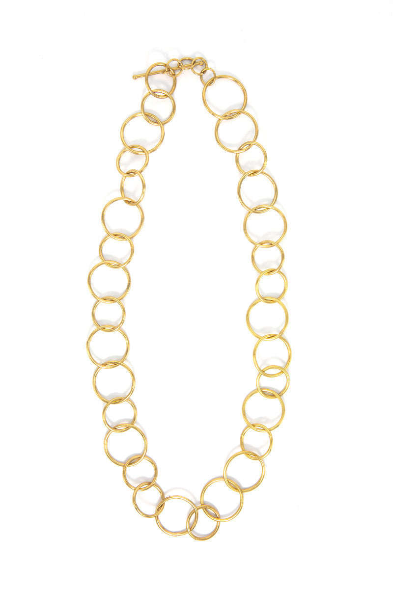 Light Loop Brass Chain Necklace in brass-plated recycled metal, 23 inch length, nickel-free