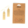 Close-up of nickel-free animal cut out earrings in gold-plated recycled brass