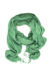 Fair Anita Woven Simplicity Scarf in jade green, 100% cotton handmade scarf draped and styled