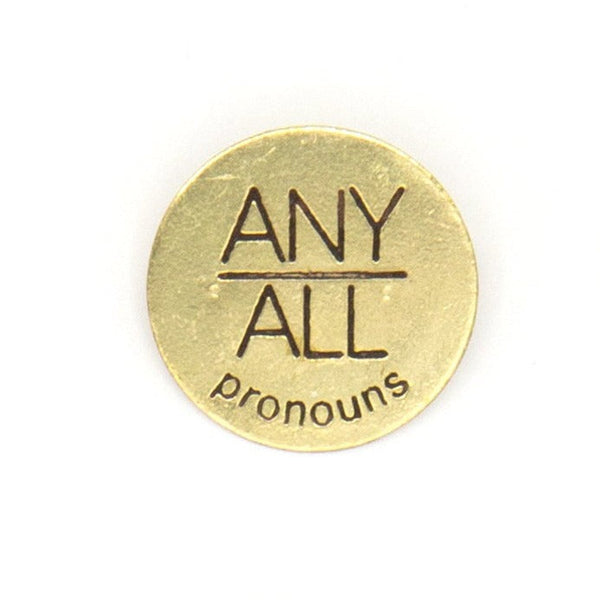 Recycled Brass Pronoun Pins | Ethically Made | Fair Anita