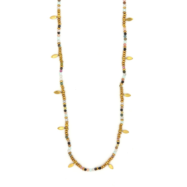 Spring Equinox adjustable brass and semi-precious stone necklace by Fair Anita, nickel-free fair trade jewellery