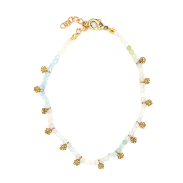 Laugh in Flowers Luxe Stone Bracelet with semi-precious stone and pure brass by Fair Anita