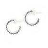 Iolite stone sterling silver hoop earrings on model, fair trade nickel-free jewellery by Fair Anita