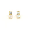 Stacked Box Stone Stud Earrings in gold-plated recycled brass with moonstone and labradorite stones by Fair Anita