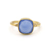Close-up of adjustable gold-plated stone ring handmade in India by Fair Anita