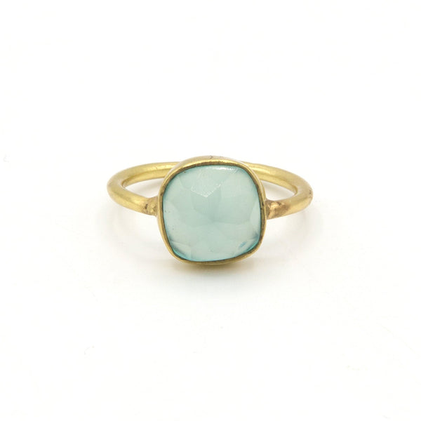 Fair Anita adjustable semi-precious stone ring worn on hand showing gold plating detail