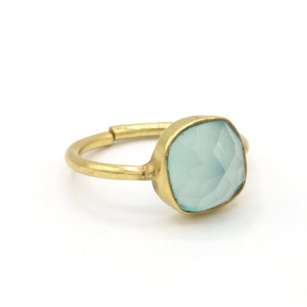 Adjustable Semi-Precious Stone Ring | Gold-Plated Recycled Brass