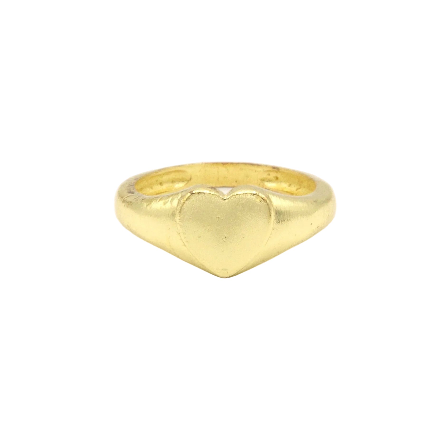 Gold-plated heart ring made from recycled brass, nickel-free and fair trade handmade in India