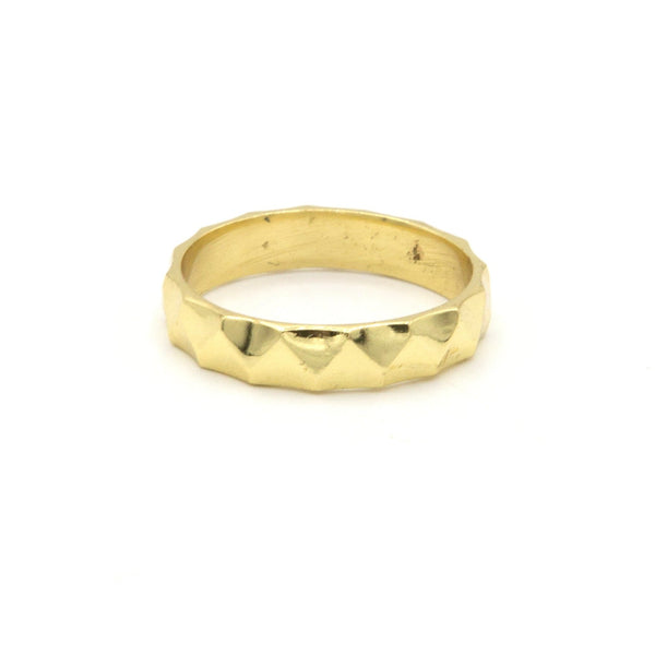 Hammered gold-plated brass band ring, nickel-free and fair trade handmade in India by Fair Anita