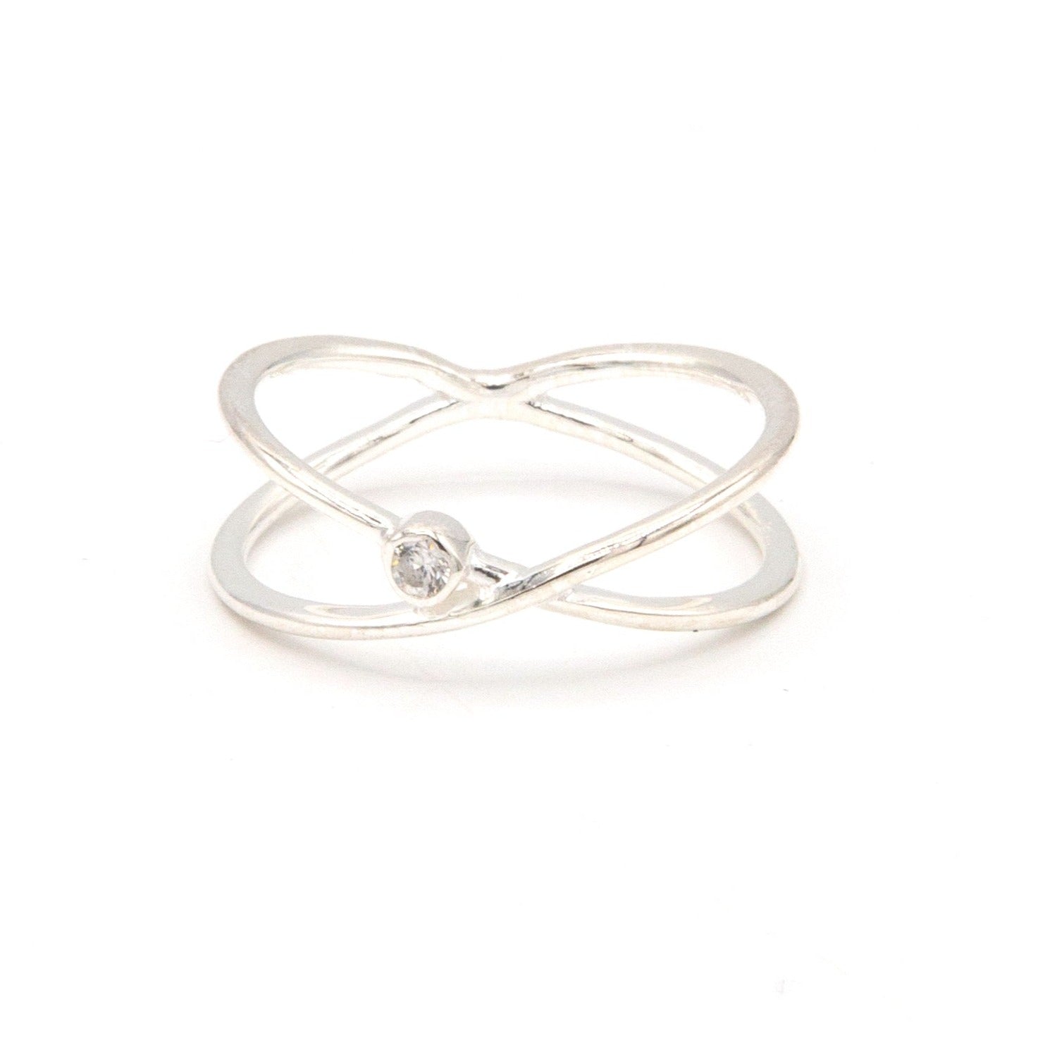 Orbit Sterling Silver Ring with cubic zirconia, handmade in India by Fair Anita, nickel-free