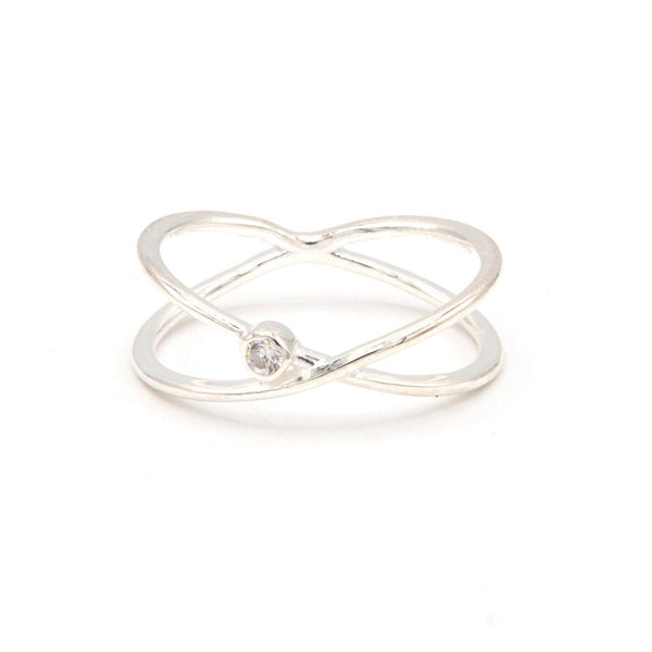 Orbit Sterling Silver Ring with cubic zirconia, handmade in India by Fair Anita, nickel-free