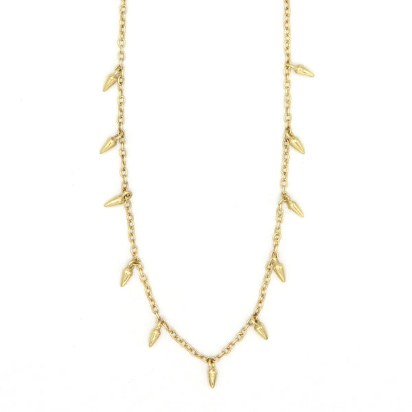 Spike Charm Necklace in sterling silver worn as a layered necklace, fair trade handcrafted in India