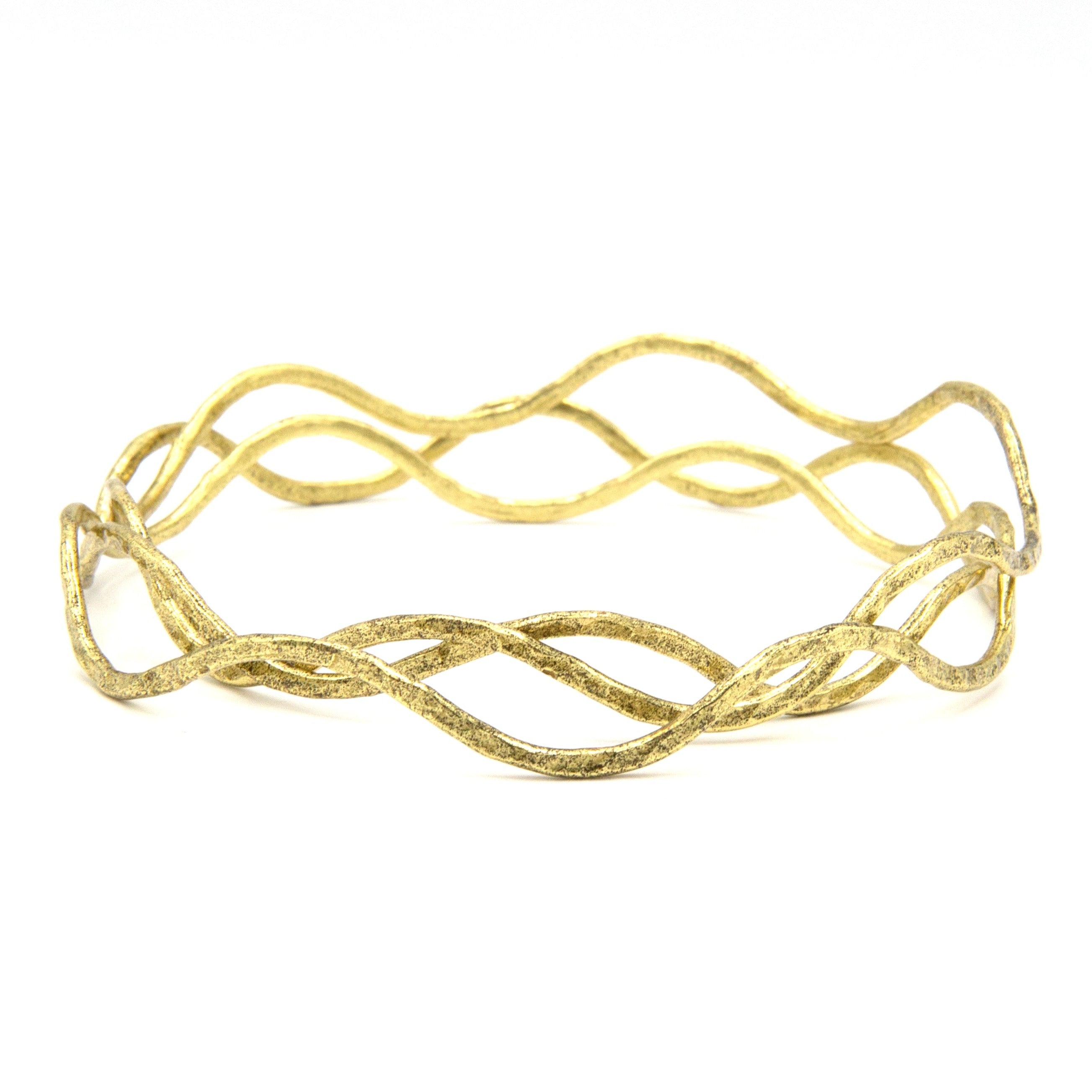Tidalwave Hammered Brass Bangle Set of 3 – fair trade recycled brass bangles handmade in India by Fair Anita