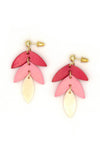 Pink Caladium Bone Earrings made from upcycled animal bone and recycled brass, handcrafted in India by Fair Anita