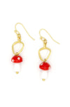 Fair Anita glass charm mushroom earrings made from recycled brass and glass