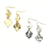 Hammered rhombus earrings in gold-plated recycled brass by Fair Anita