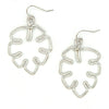 Fair Anita Monstera Continuous Line Art Earrings in silver-plated recycled metal, nickel-free, 2 inch drop
