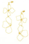 Close-up of Fair Anita Wildflower Continuous Line Art Earrings in recycled gold-plated brass, nickel-free and ethically made