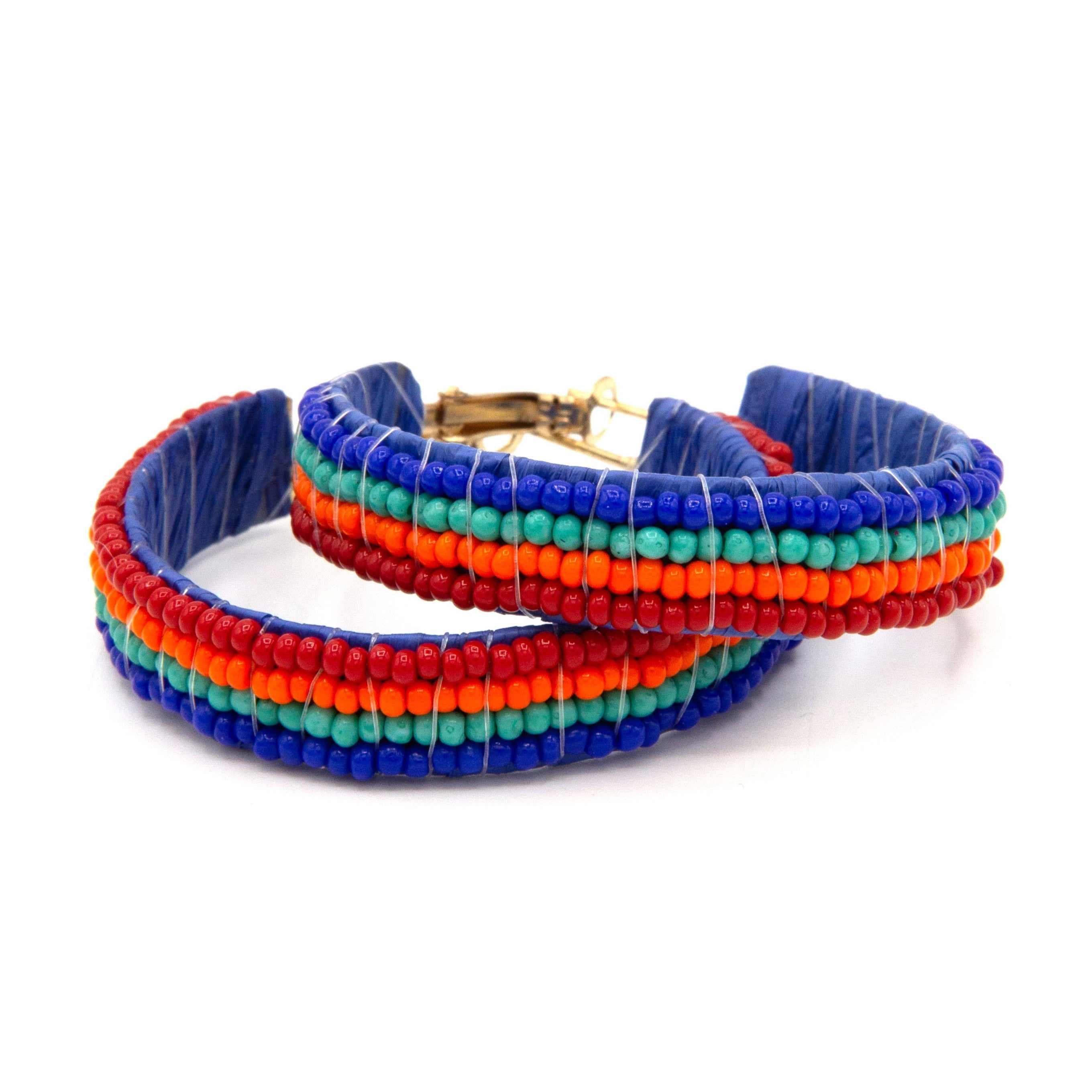 Summer Lovin' beaded hoop earrings with colourful glass beads and recycled metal, nickel-free fair trade jewellery