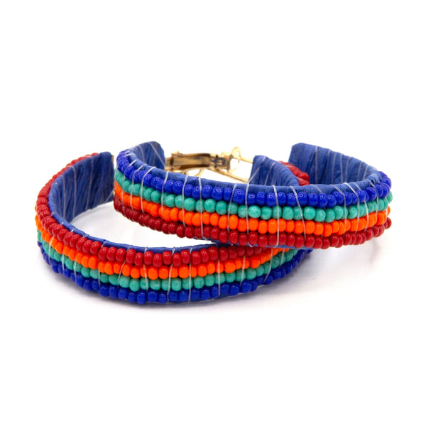 Summer Lovin' beaded hoop earrings with colourful glass beads and recycled metal, nickel-free fair trade jewellery