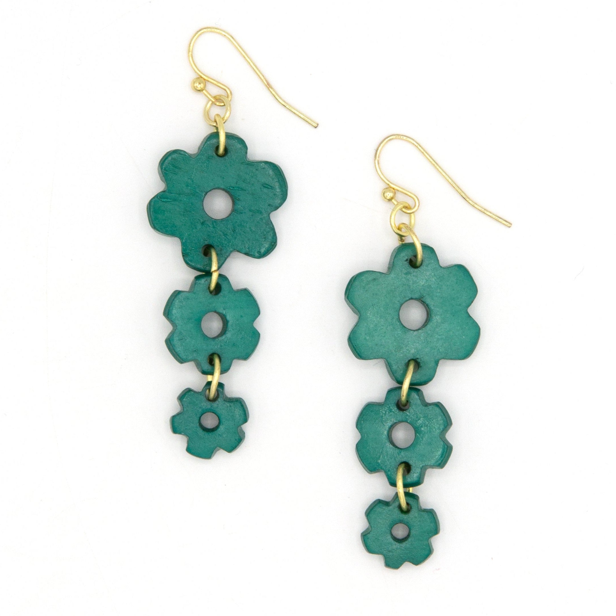 Bouquet Bone Earrings made from dyed upcycled animal bone and recycled brass by Fair Anita