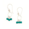 Petite turquoise dangle earrings in silver-plated recycled metal, nickel-free, handcrafted by women artisans in India for Fair Anita