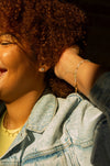 Close-up of Fair Anita Laugh in Flowers nickel-free brass and stone bracelet