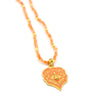Save the Bees stone pendant necklace in recycled brass with semi-precious stone beads, fair trade handmade in India