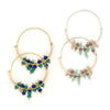 Rainfall Hoops large recycled brass hoop earrings with teal glass beads by Fair Anita